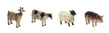 Melrose Set Of 8 Sheep/Pig/Cow/Goat Statue With White And Black Finish 70288DS