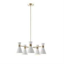 INK+IVY Ezra Chandelier With Antique Brass And White Finish II150-0118