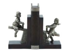 See-Saw Playground Boy Girl Statue Bookends Brown Library Office Decor 64717