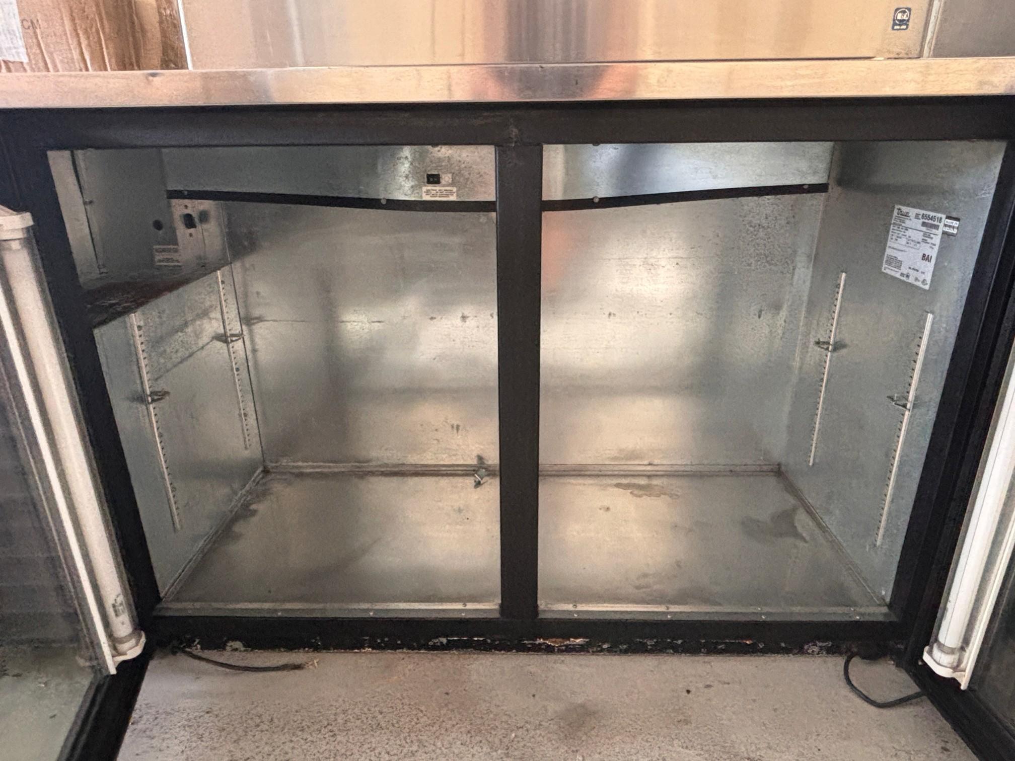True 60" 2 Glass Door Worktop Cooler / 2 Glass Door Bar Back Cooler