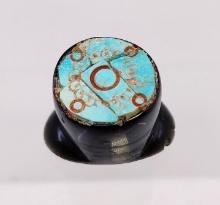 Pre-Columbian Mayan Obsidian and Turquoise Labret