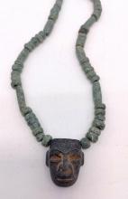 Pre-Columbian Style Beaded Necklace with Olmec Pendant