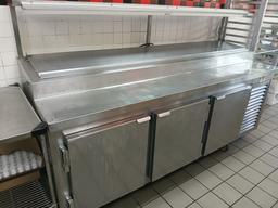 KAIRAK Model #KBP-91S Refrigerated Sandwich Prep Table / 91" Digital Prep Table W/ Over Shelf