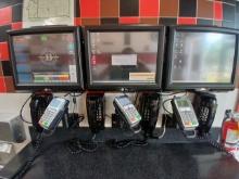 Complete 5 Screen POS System W/ Printers & Take Out / Deliver Touch Screen Monitours