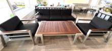 "Belveder" a 4 Piece Outdoor Patio Furniture Set with a 3 SeaterSofa, (2) Side Chairs with Teak on T