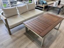 "Astoria" is a 2 Piece with a 3 Seater Sofa and a Teak Top Coffee Table. All Fames are Powder Coated