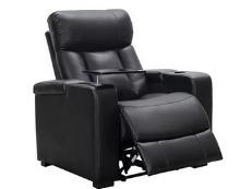 Abbyson Power Leather Recliner w. Table - Black