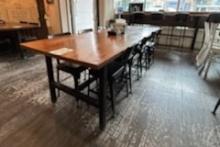 Large Bar Top Table W/ 6 Bar Stools / Large Bar Height Table W/ Bar Stools - Wood Frame & Color