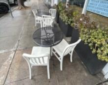 Outdoor Seating Package / Metal Table W/ Plastic Chairs 5 Pcs