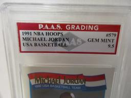 Michael Jordan Bulls 1991 NBA Hoops Team USA #579 graded PAAS Gem Mint 9.5