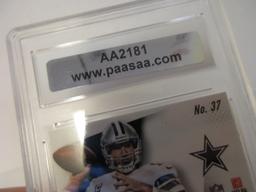 Tony Romo of the Dallas Cowboys signed autographed slabbed sportscard PAAS Holo 181