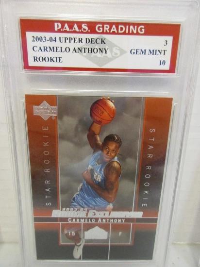 Carmelo Anthony Nuggets 2003-04 Upper Deck ROOKIE #3 graded PAAS Gem Mint 10