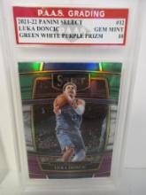 Luka Doncic Mavericks 2021-22 Select Green White Purple Prizm #12 graded PAAS Gem Mint 10
