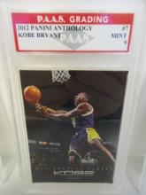 Kobe Bryant LA Lakers 2012 Panini Anthology #7 graded PAAS Mint 9