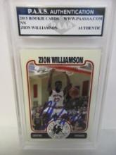 Zion Williamson of the Spartanburg signed autographed slabbed sportscard PAAS Holo 567