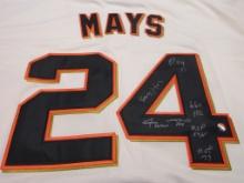 Willie Mays of the San Francisco Giants signed baseball jersey w/inscriptions Say Hey Authentic Holo
