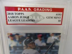 Aaron Judge NY Yankees 2018 Topps League Leaders #193 graded PAAS Gem Mint 10