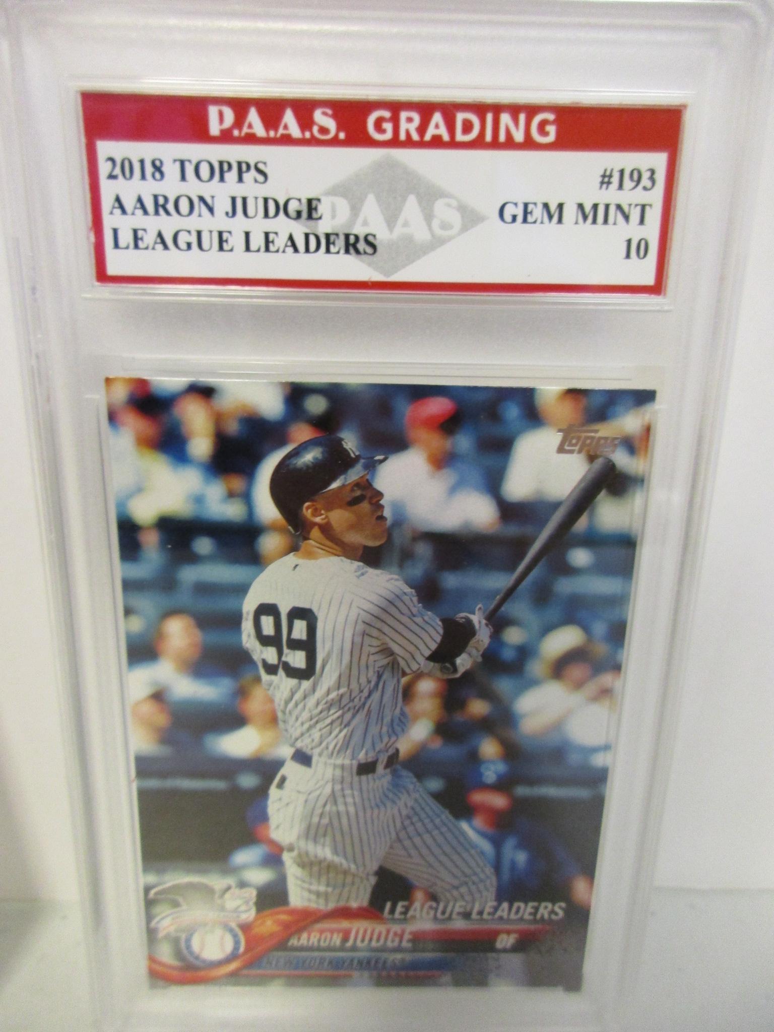 Aaron Judge NY Yankees 2018 Topps League Leaders #193 graded PAAS Gem Mint 10