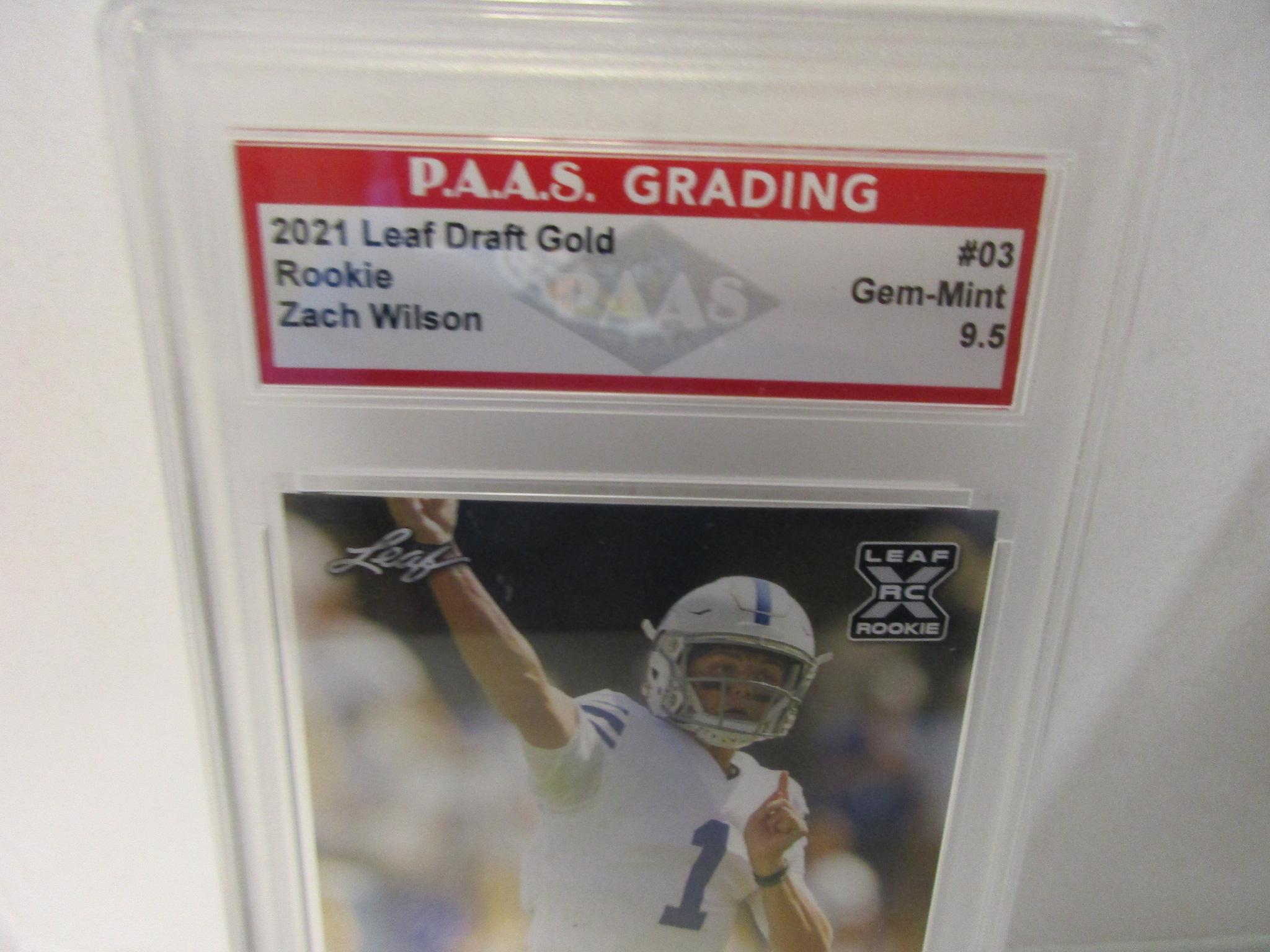 Zach Wilson 2021 Leaf Draft Gold ROOKIE #03 graded PAAS Gem Mint 9.5