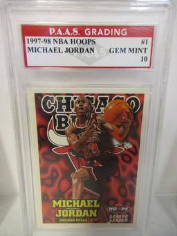 Michael Jordan Bulls 1997-98 NBA Hoops #1 graded PAAS Gem Mint 10