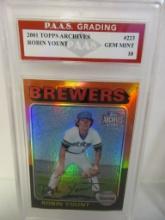 Robin Yount Brewers 2001 Topps Archives #223 graded PAAS Gem Mint 10