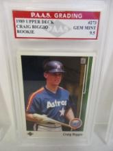 Craig Biggio Houston Astros 1989 Upper Deck ROOKIE #273 graded PAAS Gem Mint 9.5