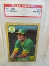 Jose Canseco Oakland A's 1987 Topps ROOKIE Trophy #620 graded PAAS NM 8