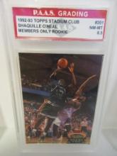 Shaquille O'Neal Magic 1992-93 Stadium Club Members Only ROOKIE #201 graded PAAS NM-MT 8.5