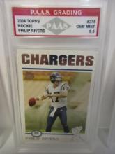 Philip Rivers LA Chargers 2004 Topps ROOKIE #375 graded PAAS Gem Mint 9.5