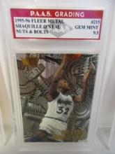 Shaquille O'Neal Magic 1995-96 Fleer Metal Nuts & Bolts #215 graded PAAS Gem Mint 9.5