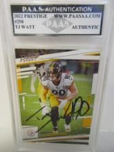 TJ Watt of the Pittsburgh Steelers signed autographed slabbed sportscard PAAS Holo 740