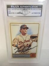 Miguel Cabrera of the Detroit Tigers signed autographed slabbed sportscard PAAS Holo 107