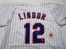 Francisco Lindor of the NY Mets signed autographed baseball jersey PAAS COA 174