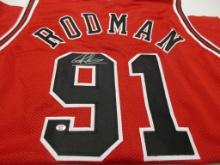 Dennis Rodman of the Chicago Bulls signed autographed basketball jersey PAAS COA 360