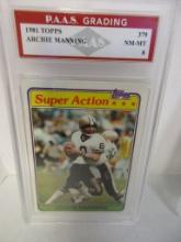 Archie Manning Saints 1981 Topps #379 graded PAAS NM-MT 8