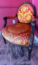 Versace Carved Wood Upholstered Chair