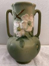 WELLER U.S.A. Vintage 2 Handled Vase W/ Floral Pattern - Stamped WELLER on Botton