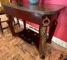 Marble Top Roman Style Adorned Console Table
