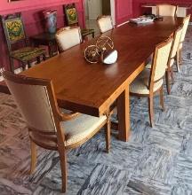 Wood Dining Table with (5) Armless and (2) Captain Chairs