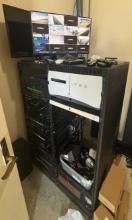 Component Rack with Contents - Includes Lorex Security System, Denon Components and More