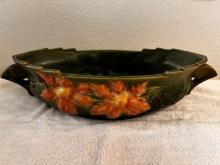 ROSEVILLE U.S.A. Vintage 14" Green Clematis Console Bowl Stamped #461-14"