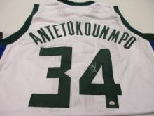 Giannis Antetokounmpo of the Milwaukee Bucks signed autographed basketball jersey PAAS COA 398