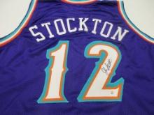 John Stockton of the Utah Jazz signed autographed basketball jersey PAAS COA 670