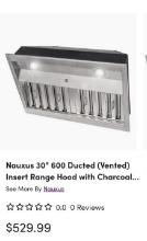 NAUXUS Mode; NX-Hood30 Range Hood Insert / Brand New 30" Residential Hood System