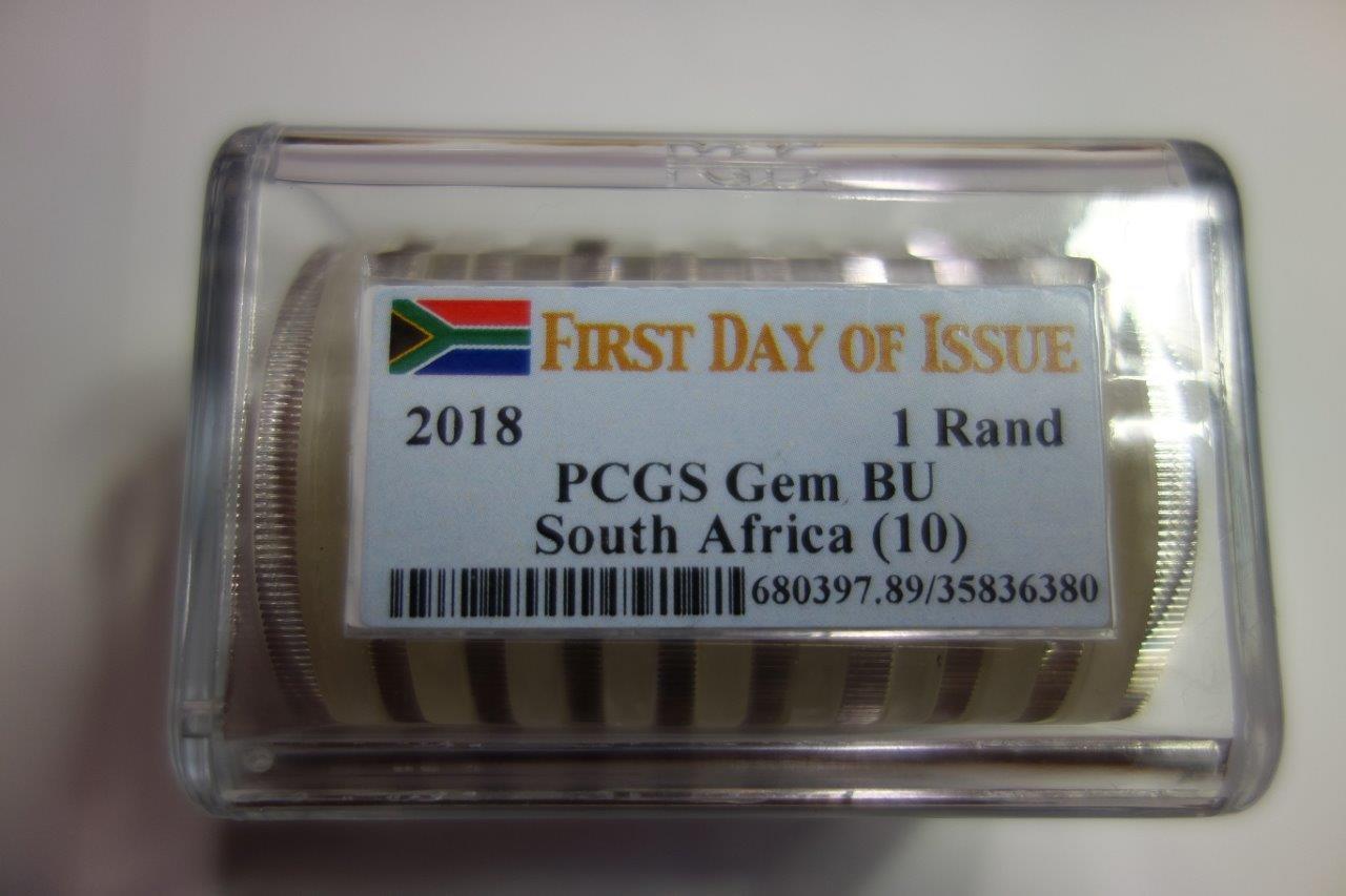 PCGS ROLL OF 10 2018 1 RAND SOUTH AFRICA GEM BU COINS
