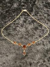 Shaped Amber Necklace in Sterling Silver