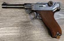 MODEL PO8 MILITARY LUGER 9MM CALIBER SEMI-AUTO PISTOL IN HARDWOOD BOX W/2 EXTRA MAGS/DATED 1910.