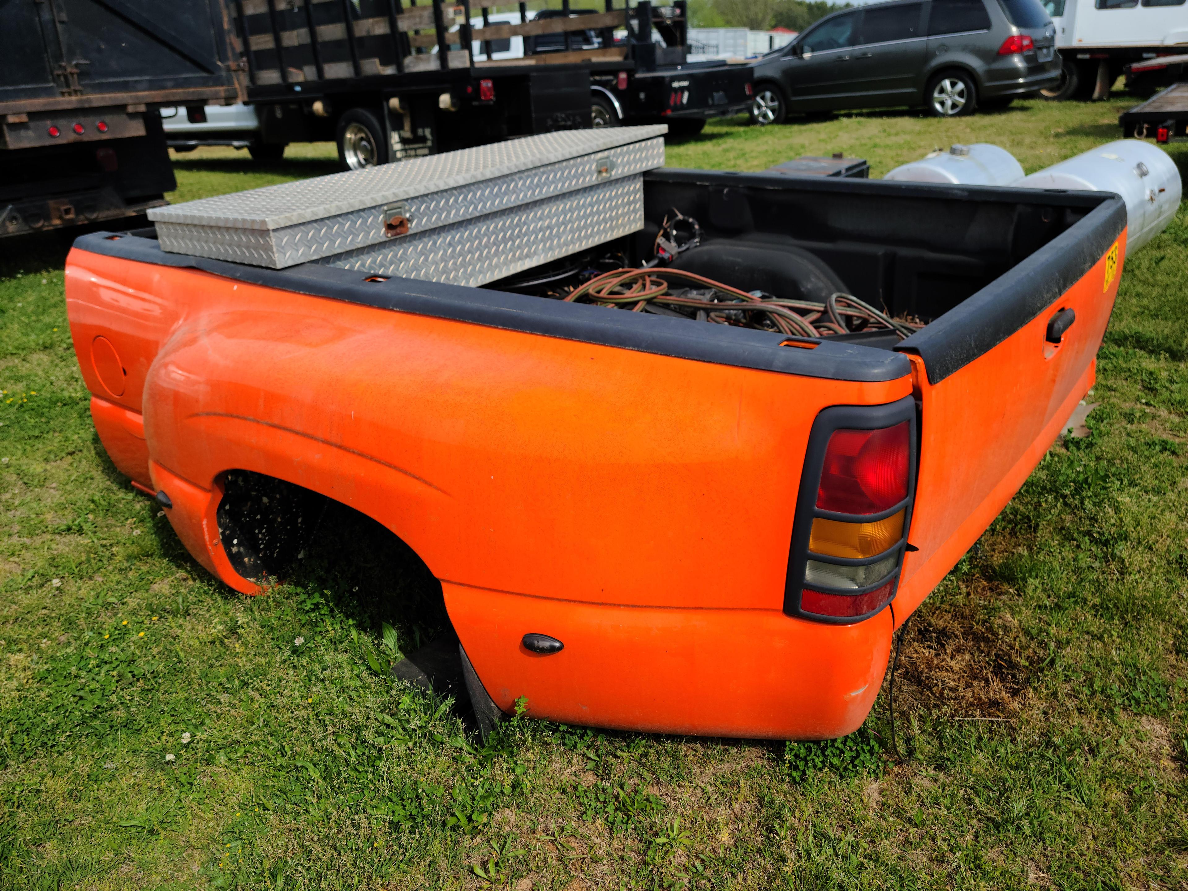 RED DUALLY 8' PICKUP TRUCK BED W/TOOL BOX &