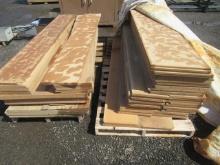 (8) 3' X 8' X 3/4'' SHEETS OF PLYWOOD, APPROX (20) 3' X 8' X 1/2'' SHELVING BOARDS, & ASSORTED 14''