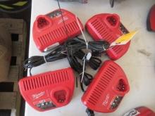 (4) MILWAUKEE 48-59-2401 M12 BATTERY CHARGERS